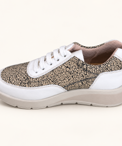 Zapatilla Hebles 825 blanca con Stone Beige, vista lateral interior