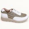Zapatilla Hebles artículo 825 blanca con Stone Beige, vista lateral